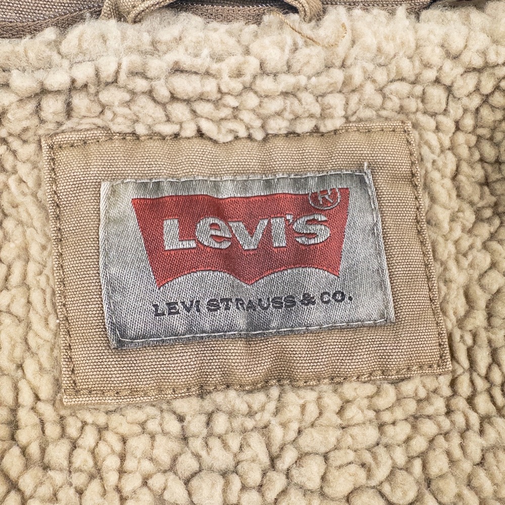 Levis Mens XL Sherpa Lined Field Jacket Tan Cotton Military Utility Coat - Picture 2 of 12